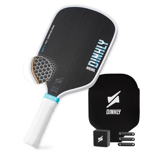 DINKLY RADIAL PRO PICKLEBALL PADDLE, T700 RAW CARBON FIBER - MATTE BLACK-13MM - Like New