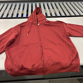 GENERIC HOODIE JACKET WITH FULL ZIP AND FRONT POUCH - SIZE: MEN 3XL - BURGUNDY - Like New