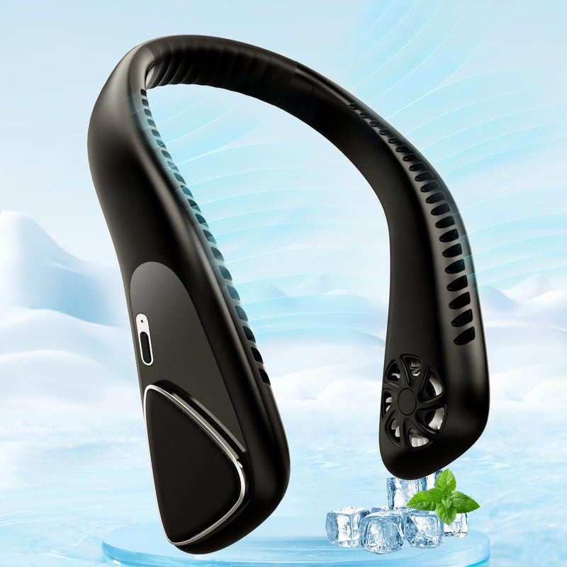 NUERST NECK FAN, NECK FAN WITH 5000MAH RECHARGEABLE BATTERY, F70 - BLACK - Like New