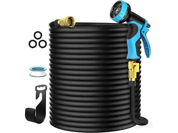 NEWESY 100FT EXPANDABLE GARDEN HOSE WITH NOZZLE - BLACK - Scratch & Dent