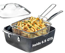 Granitestone 9.5" Frying Pan Lid 4 Pc Frying Pan Set Steamer Fry Basket - Like New