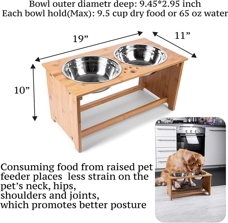 ZONETECH ZONE TECH ELEVATED BOWLS DOG AND CAT PET FEEDER PE0024 - OAK Like New