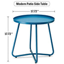 TeoKJ Outdoor Side Tables, Metal Outdoor End Table, Small Patio - Navy Blue - Brand New
