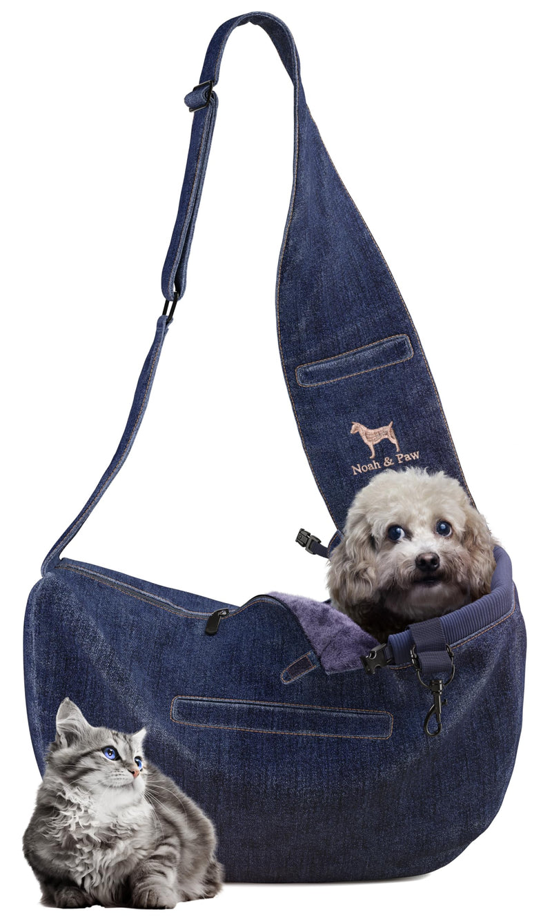 NOAH & PAW DOG SMALL DOG SLING CARRIER FOR SMALL DOGS 5-18LB - DARK BLUE - Brand New