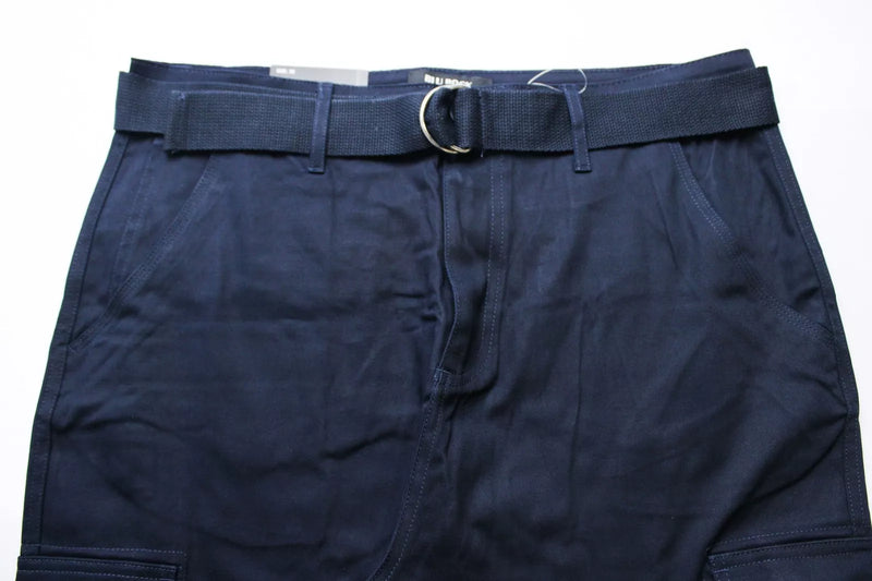 BLU ROCK NEW YORK 10" INSEAM CARGO POCKET W/BELT INCLUDED SHORTS MEN 36 - NAVY - Like New