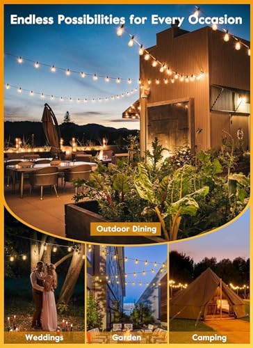 BRIGHTOWN 108FT OUTDOOR STRING LIGHTS LED PATIO LIGHTS WITH 52 SHATTERPROOF LED - Like New