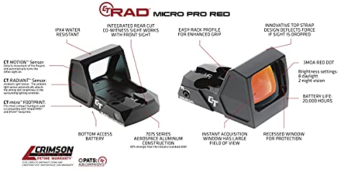 CRIMSON TRACE RAD MICRO COMPACT OPEN REFLEX PISTOL SIGHT - RED - Like New
