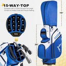 UNIHIMAL GOLF CART BAG, 15 WAY ORGANIZER DIVIDER TOP WITH HANDLES - BLUE/WHITE - Like New