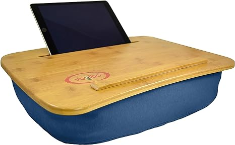 Yogibo Traybo 2.0 Lap Desk, Bamboo Top Lap Desk With Pillow 131403 - BLUE Like New