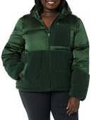 AMAZON ESSENTIALS WOMEN'S FULL-ZIP SHERPA FLEECE PUFFER JACKET GREEN - SIZE S - Brand New
