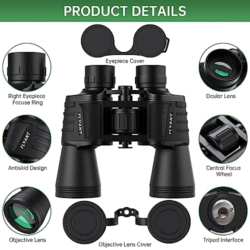 FLYANT 20X50 HIGH POWERED BINOCULARS WATERPROOF COMPACT BINOCULARS - BLACK - Like New