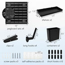 SURIYTIM BLACK PEGBOARD COMBINATION KIT WALL ORGANIZER 24X24INCH - BLACK - Like New