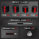 YES4ALL UPGRADED 66LBS PAIR ADJUSTABLE WEIGHTS DUMBBE - BLACK/RED - Like New