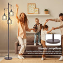 NORDIC HYGGE DIMMABLE INDUSTRIAL FLOOR LAMP WITH 3 LED EDISON BULBS - BLACK - Like New