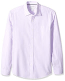 AMAZON ESSENTIALS MEN SLIM-FIT LONG-SLEEVE SHIRT MEDIUM LAVENDER WHITE STRIPE - Brand New