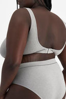 BONDS WOMEN'S SEAMLESS STRETCH RIB BRALETTE WITH V-NECK - SIZE: 2XL - GRAY MARLE - Brand New