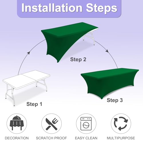 ABCCANOPY 2 Pack 4 FT Forest Green Spandex Table Cover Stretch Fitted - Like New