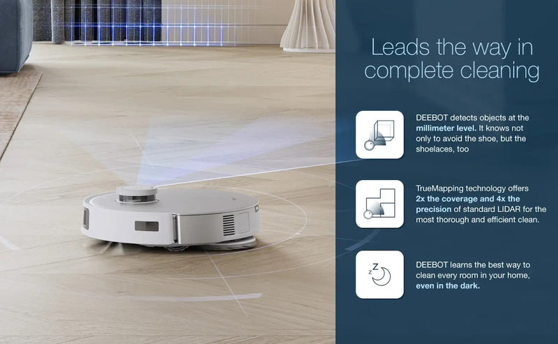 ECOVACS DEEBOT TEO OMNI VACUUM AND MOP ROBOT AUTO CLEANING - WHITE - Like New