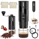 AMOSA PORTABLE ELECTRIC ESPRESSO MACHINE GRINDER MILK FROTHER AE1201 - BLACK - Like New