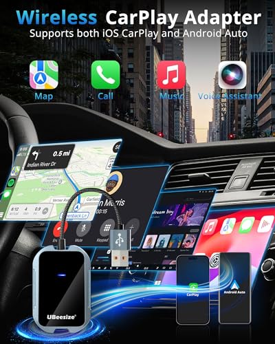 UBEESIZE WIRELESS CARPLAY ADAPTER (2025) SEAMLESS WIRELESS UPGRADE - BLACK - Brand New