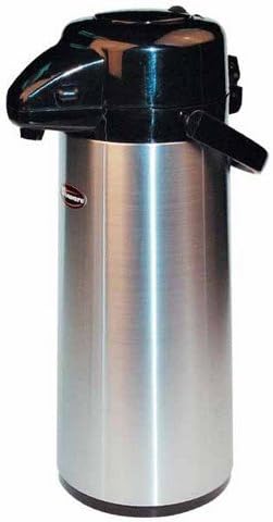 Winco Glass lined Airpot 2.2 Liter AP-522 - Silver/Black Like New
