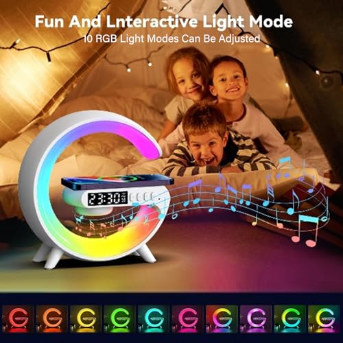 LONGZHUO SMART LED TABLE LAMP SMART SUNRISE ALARM CLOCK BLUETOOTH SPEAKER WHITE - Like New