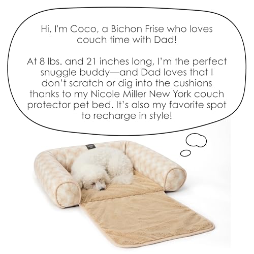 NICOLE MILLER NEW YORK PET KENDALL FLUTTED GEO COCOON COUCH PROTECTOR -TAUPE - Brand New