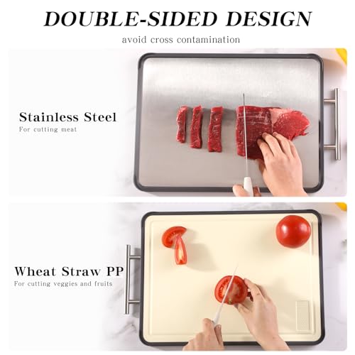 KUNDITA STAINLESS STEEL CUTTING BOARD DOUBLE SIDED CUTTING BOARD (16”×12”) - Brand New