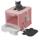 UIMNJHUKE Foldable Cat Litter Box with Lid, Extra Large Kitty Litter Box - Pink - Brand New