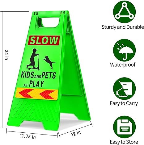 KURPHOYIN Kids at Play Sign 3 Packs Caution Slow Down Kids - - Scratch & Dent