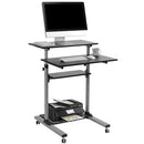 TECHORBITS ROLLING DESK STANDING SITTING MOBILE CART WHEELS OF-WS-T01 - BLACK - Like New