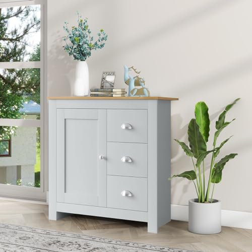 Air Down Storage Buffet Cabinet with Shelf & 3 Drawers W33136473 - Ash Grey - Like New