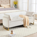 HOMYKA STORAGE BENCH FOR BEDROOM, 65 INCH END OF BED STORAGE BENCH BEIGE - BEIGE - Like New