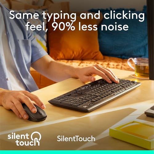 LOGITECH WIRELESS MOUSE KEYBOARD COMBO SILENTTOUCH OPTICAL TRACKING - BLACK - Brand New
