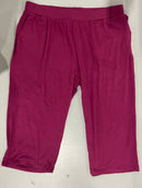 HUUEAY WOMEN'S PLUS SIZE CAPRI PANTS COTTON WIDE LEG CAPRIS - 2X-LARGE - MAROON - Brand New