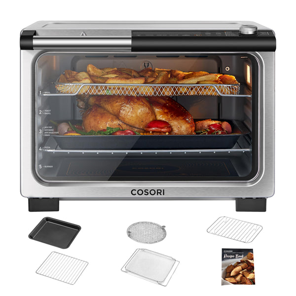 COSORI 11-IN-1 CERAMIC AIR FRYER TOASTER OVEN COMBO 26QT STAINLESS STEEL - Like New
