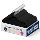 SERENELIFE SLHVEL100 VELVET HANGERS – 100 PACK, SLIM & SPACE SAVING - BLACK - Brand New