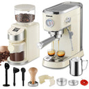GEVI ESPRESSO MACHINE 20 BAR WITH GRINDER PROFESSIONAL ESPRESSO MAKER BEIGE - Like New