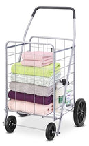 Whitmor Deluxe Utility Foldable Shopping Cart with Wheels 100 Lb Capacity Gray - Like New
