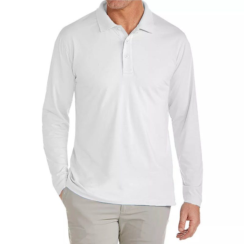 JUMP START MEN'S MODERN FIT LONG SLEEVE POLO SHIRT - SIZE: MEN M - WHITE - Brand New