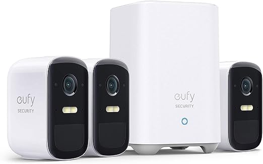 Eufy Security eufyCam S220 2C Pro 3-Cam Kit Wireless Security T88621D1 - White - Like New