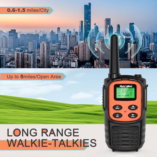 MaxTalker Rechargeable Walkie Talkies with 22 Channels - Multicolor - Like New