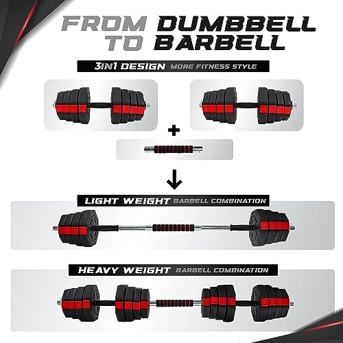 YES4ALL UPGRADED 66LBS PAIR ADJUSTABLE WEIGHTS DUMBBE - BLACK/RED - Like New
