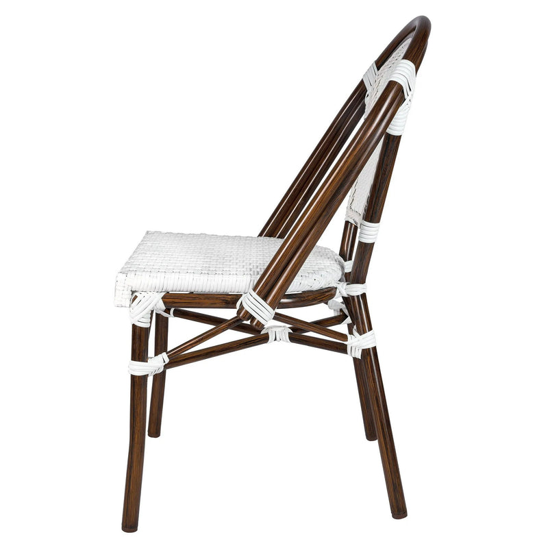 CHIVARI ARMLESS FRENCH BISTRO PATIO DINING CHAIR 2 CHAIR BUNDLE - WHITE - Like New