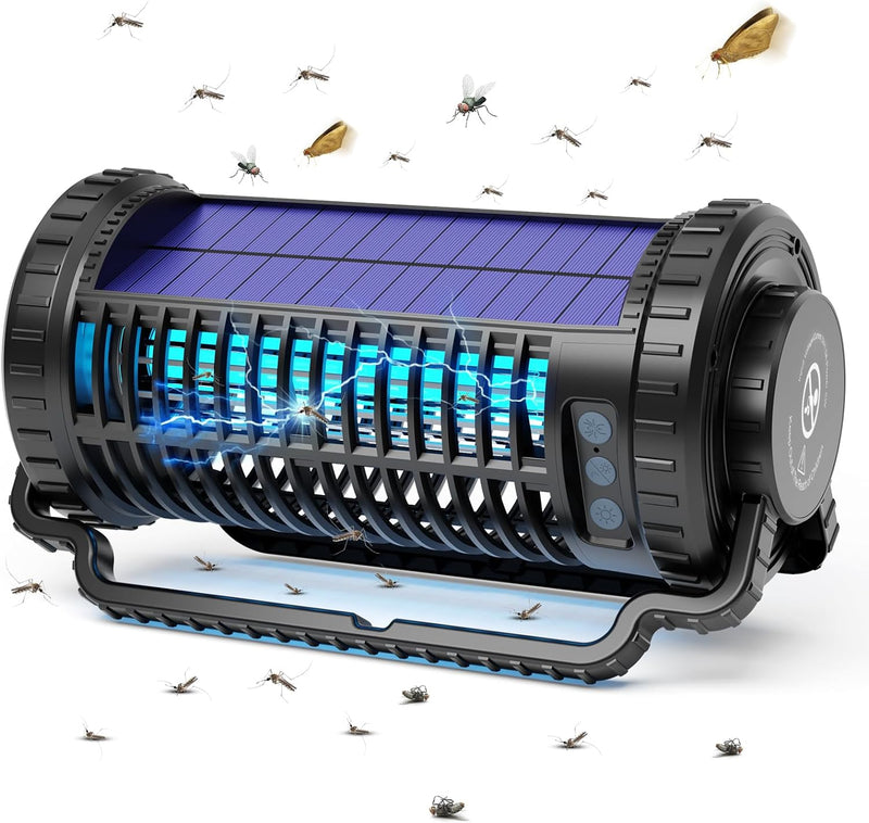 Lemyzo BK-29 Solar Bug Zapper Outdoor, Mosquito Light Sensor, 4000mAH - BLACK Like New