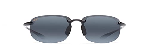 MAUI JIM MEN AND WOMEN HOOKIPA POLARIZED RIMLESS MJ-407-02 GLOSS BLACK/GRAY - Like New
