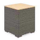 Homestyles Boca Raton Outdoor Acacia Wood Wicker Rattan End Table - Grey - Brand New
