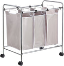 Amazon Basics 3-Bag Laundry Sorter with Removable Bags Metal Frame Gray - Brand New