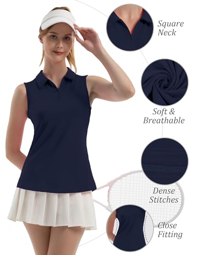 FKEEP Women's Sleeveless Polo Golf Tennis Shirt Quick Dry Athletic 2XL - Blue - Brand New