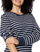 AMAZON ESSENTIALS WOMEN'S FLEECE CREWNECK LONG SLEEVE PULLOVER L - NAVY/STRIPE - Like New
